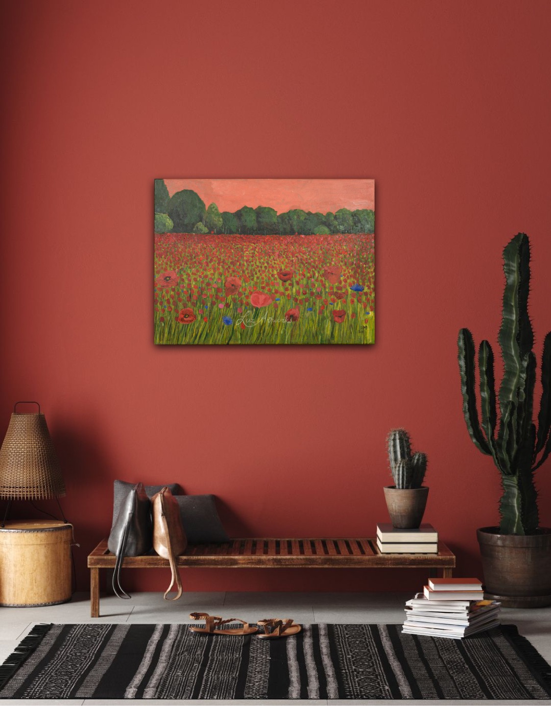 Painting Poppy Field by Marloes Bloedjes Luz Artworks - on the wall