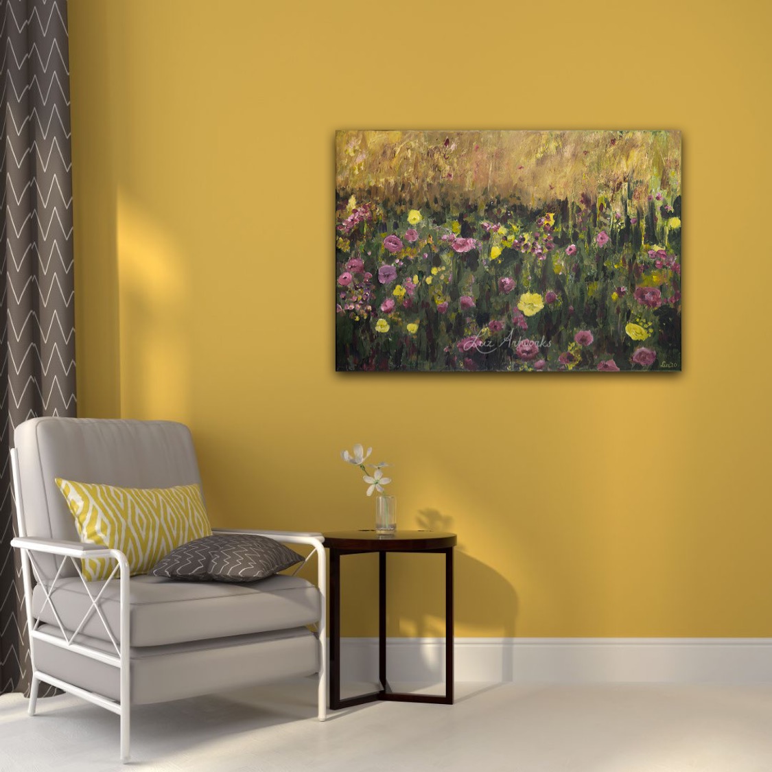 Pink and purple flower field by Luz Artworks Marloes Bloedjes - on the wall
