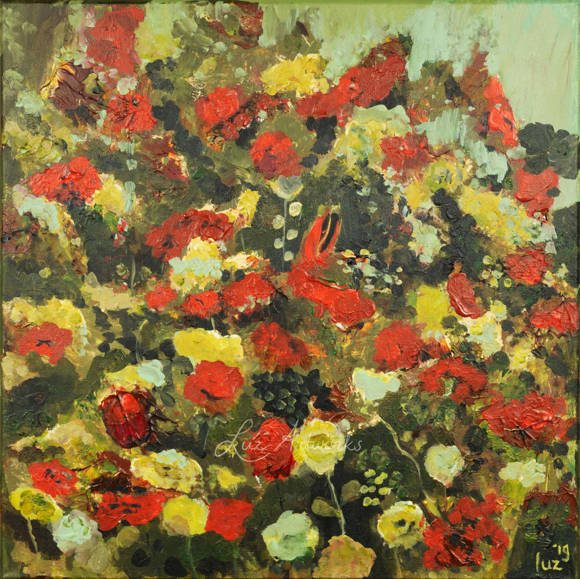 This image shows the painting 'Rose Garden' by Luz / Marloes Bloedjes.
