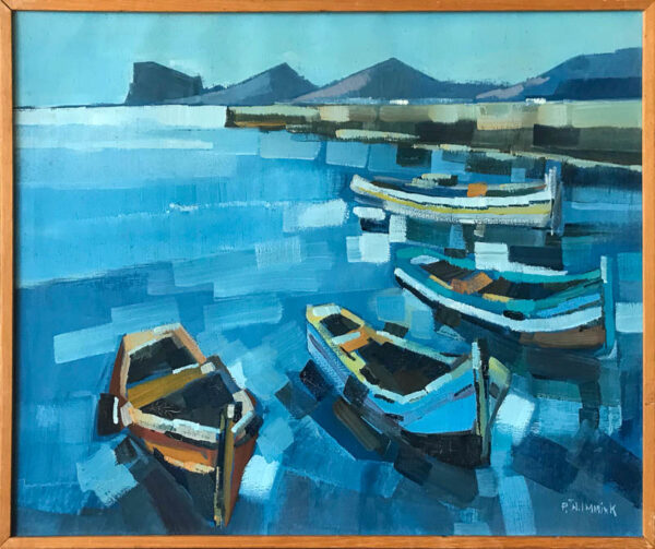 On the quay in Sardinia - Abstract Painting - Bob Immink - 60x50