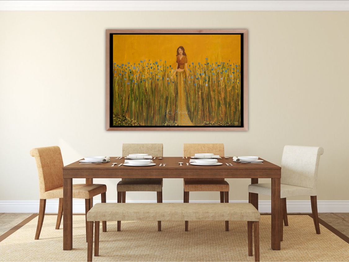 Painting Girl in the flax field - by Marloes Bloedjes Luz Artworks - On the wall