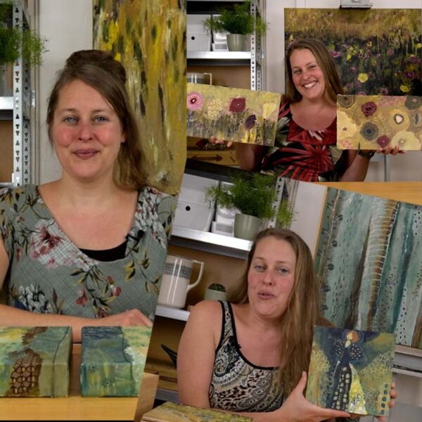Mixed Media Class Bundle with discount on three online painting classes from Luz Artworks