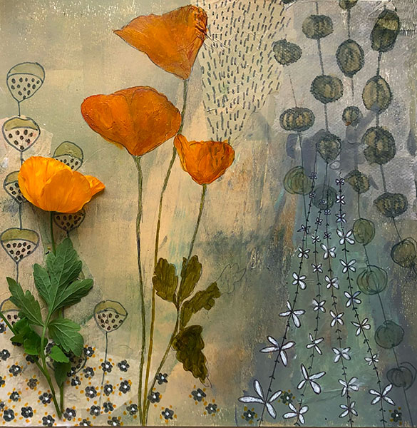 orange poppies, painting class Flowers & Patterns