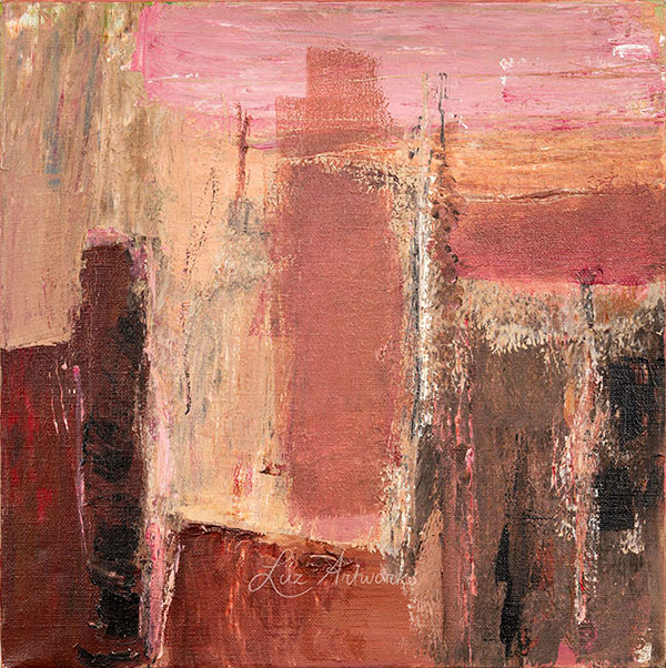 Painting Pink Cityscape - Luz Artworks - 2023