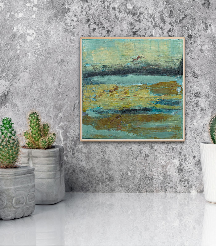 Painting - Seascape in Green and Turquoise - Wall - Luz Artworks 2023