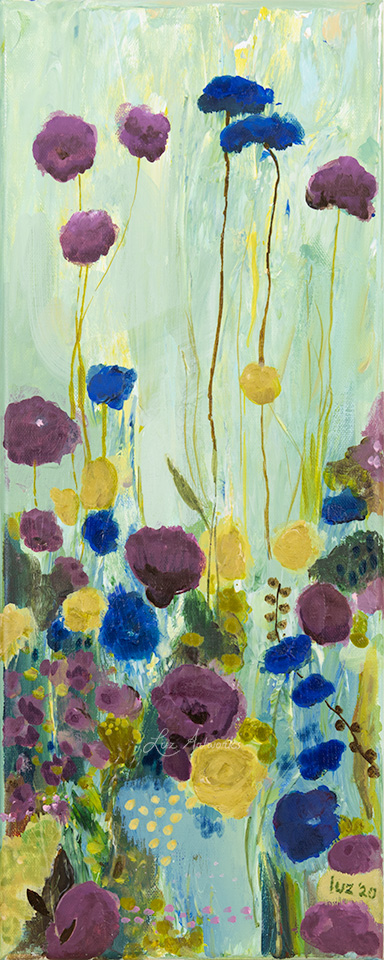 This image shows the painting Wild Flower Field Blue & Purple (left) by Luz / Marloes Bloedjes