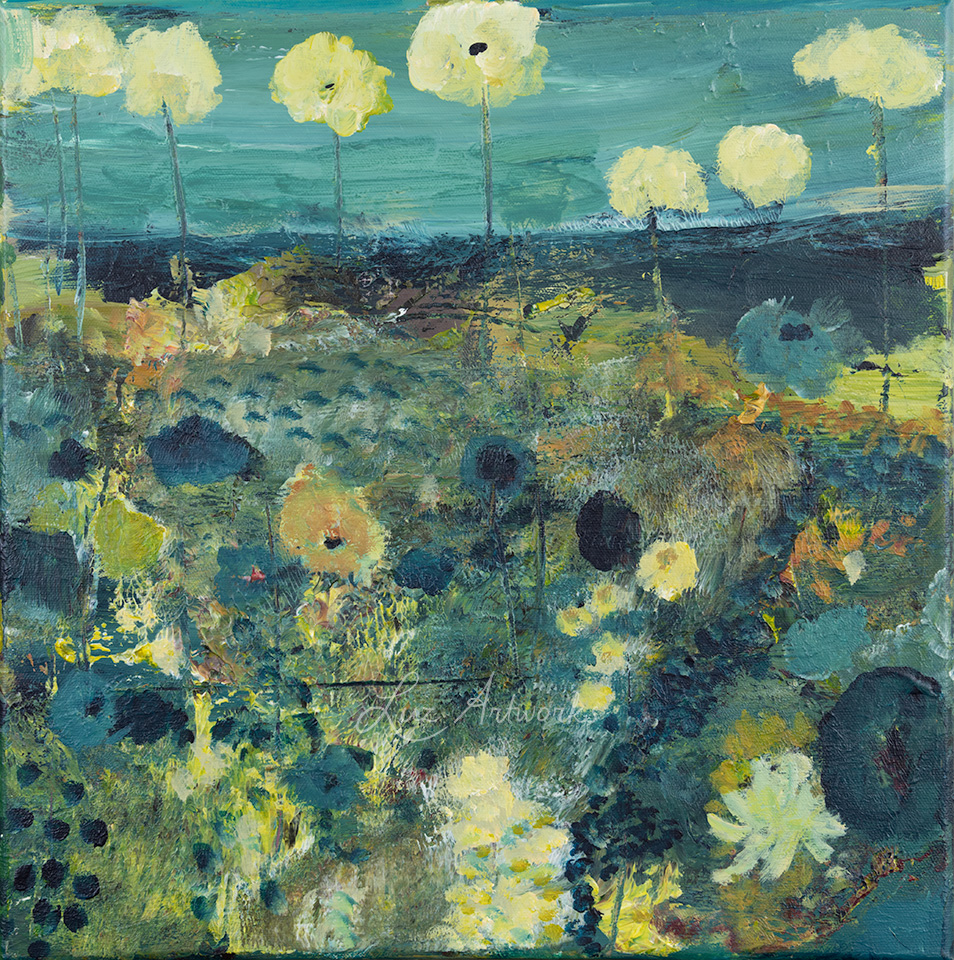 This image shows the painting Blue Spring Flowers by Luz / Marloes Bloedjes