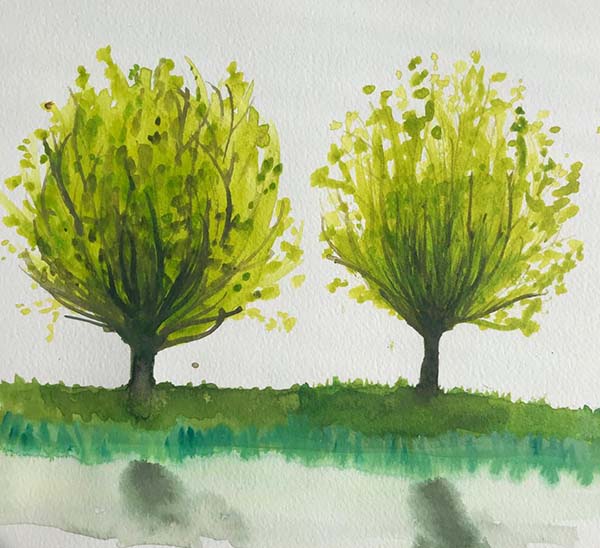 Susanna's painting from the painting class Trees in the Light by Luz Artworks