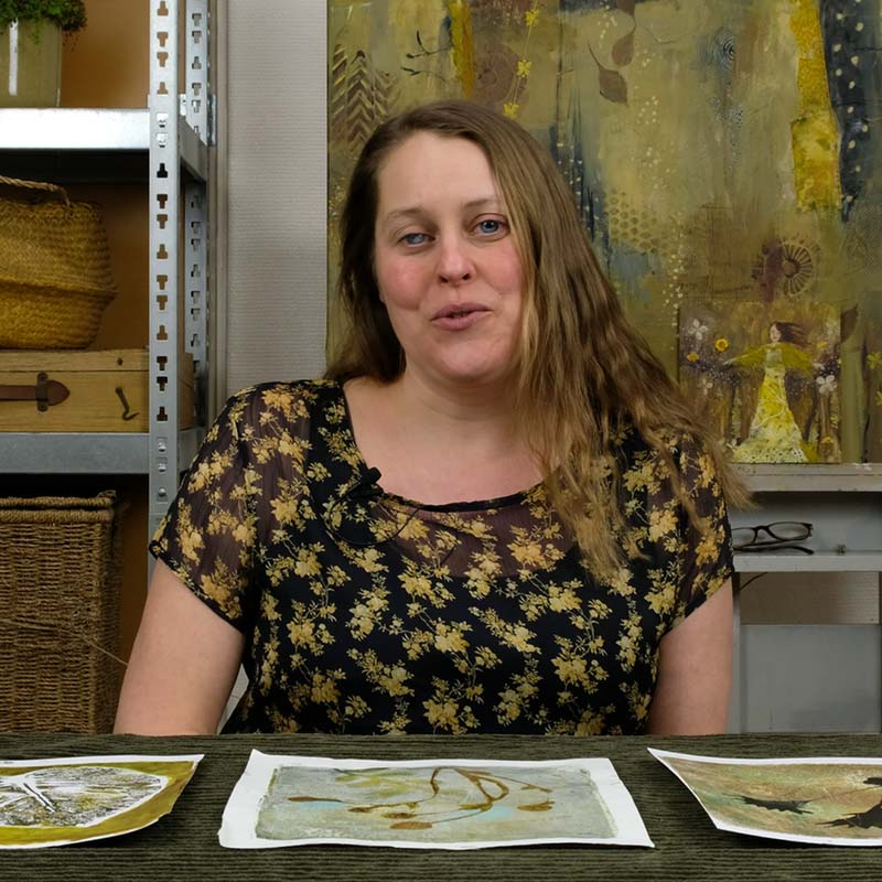 Luz with the online painting class Botanical Gelli Prints